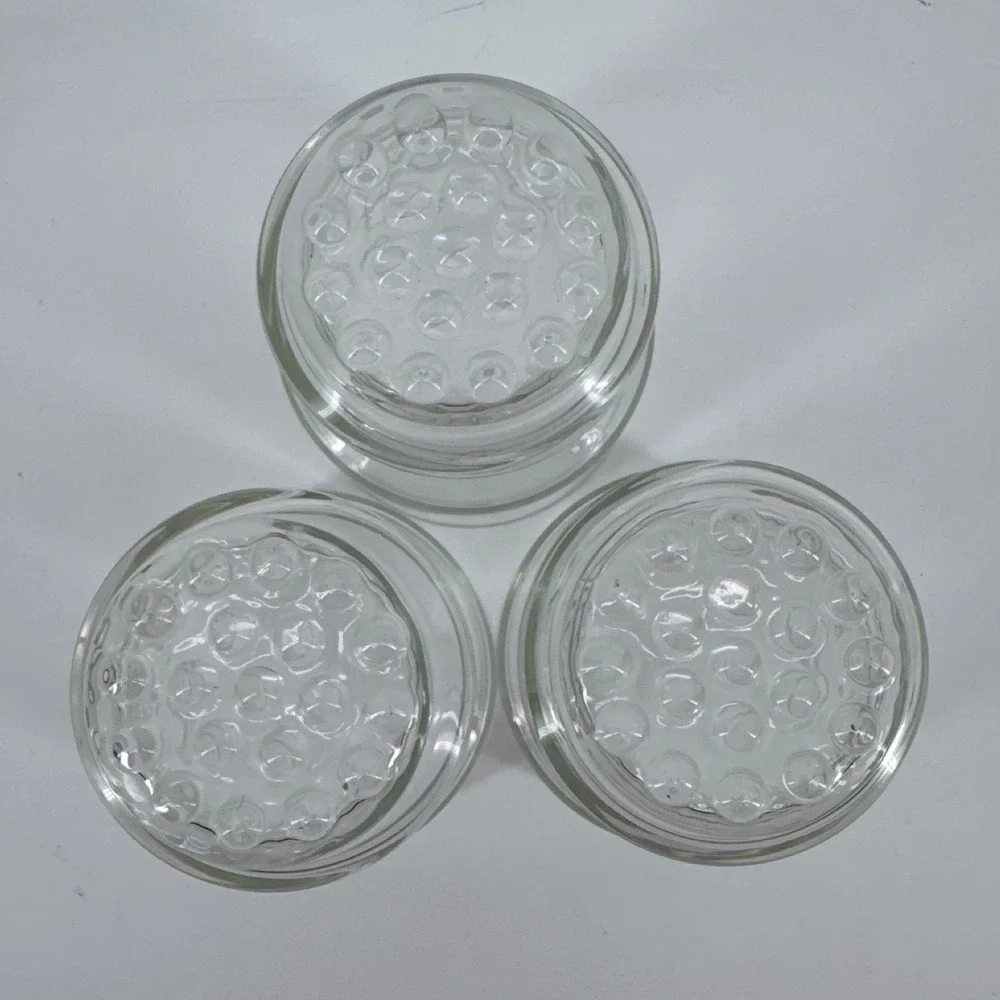 Vintage Libbey Nob Hill Stackable Rocks Glasses Clear Bubble Base MCM Set of 3